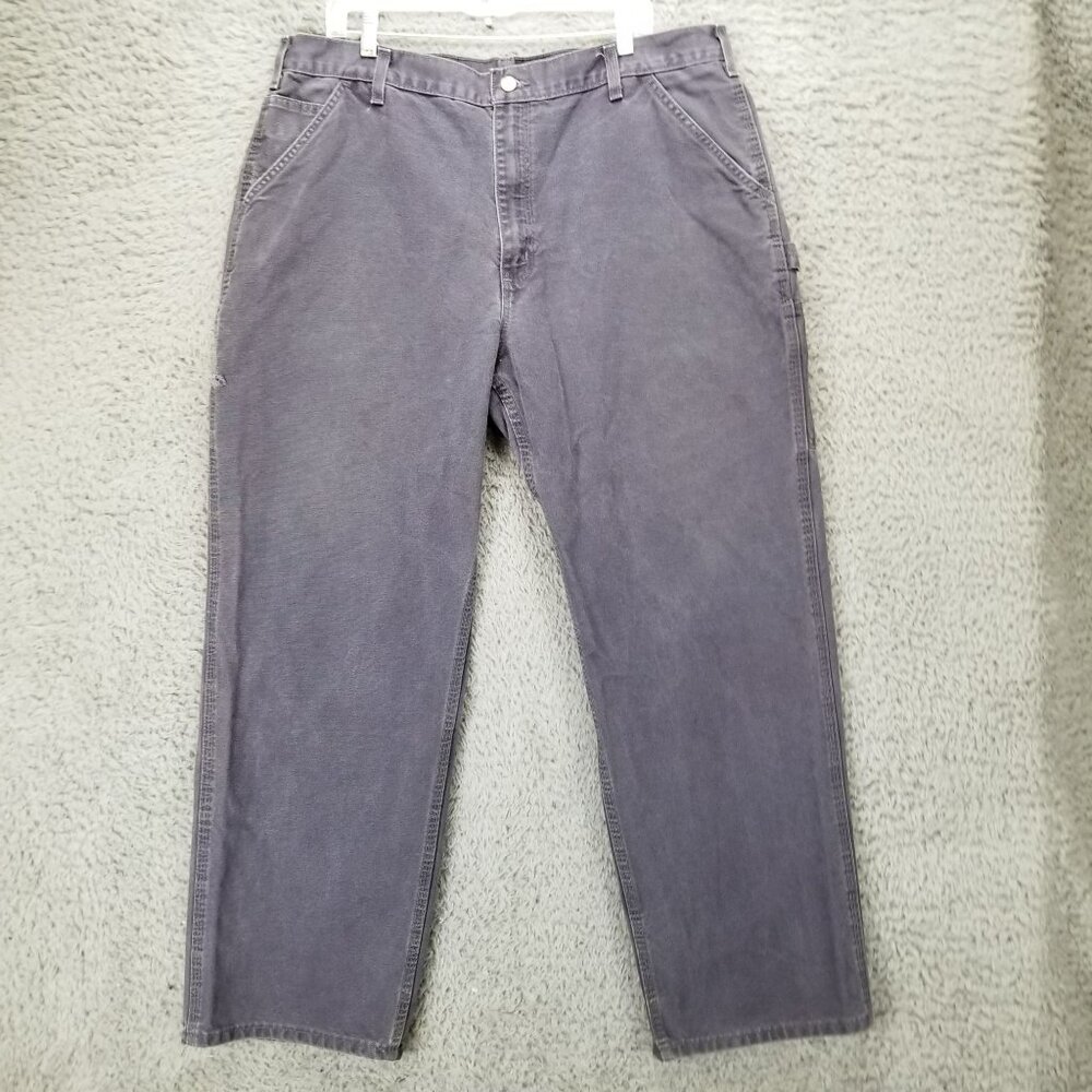 Carhartt Jeans Mens 40x32 Gray Cotton Distressed High Rise Dungaree *Read*